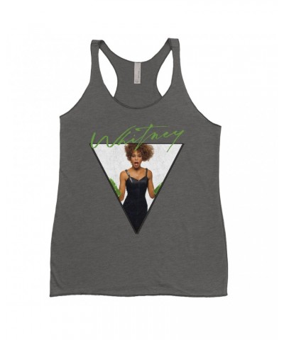 Whitney Houston Ladies' Tank Top | 1987 Green Glove Photo Triangle Design Shirt $5.42 Shirts