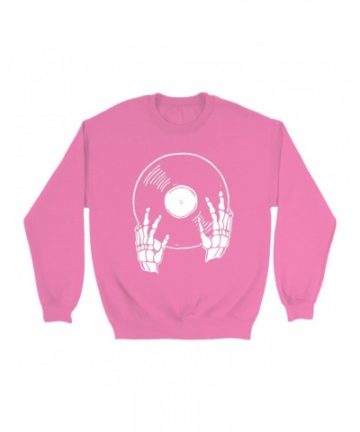 Music Life Colorful Sweatshirt | Skeletons Spin Vinyl Too Sweatshirt $6.79 Sweatshirts
